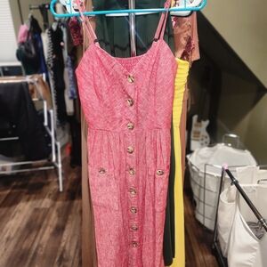 Indigo Rein Pink Button-Front Midi Dress